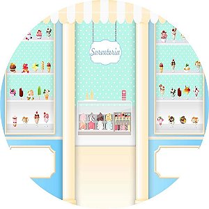 Painel Redondo Tecido Sublimado 3D Confeitaria WRD-1563