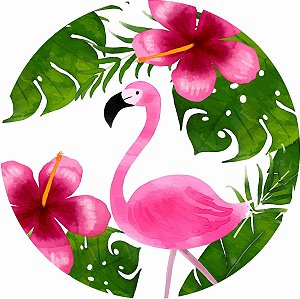 Painel Redondo Tecido Sublimado 3D Flamingo WRD-2286