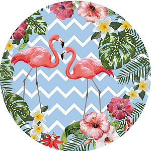 Painel Redondo Tecido Sublimado 3D Flamingo WRD-2669