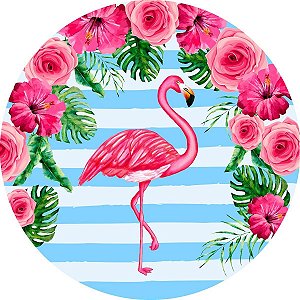 Painel Redondo Tecido Sublimado 3D Flamingo WRD-4364