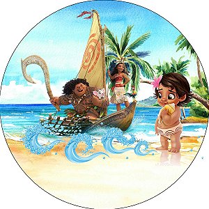 Painel Redondo Tecido Sublimado 3D Moana Baby WRD-4353