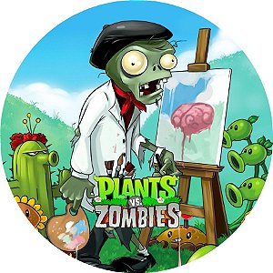 Painel Redondo Tecido Sublimado 3D Plants vs Zombies WRD-4336