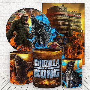 Kit 2 Painéis e Capas Tecido Sublimado Godzilla X Kong WKPC-597