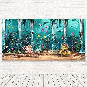 Painel Retangular Tecido Sublimado 3D Fundo do Mar 6,00 x 3,00 WRT-4993