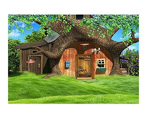 Fundo fotográfico Tecido Sublimado Newborn 3D Casa na Árvore 1,50x1,20 WFP-067