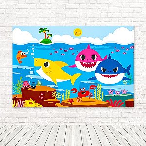 Painel Retangular Tecido Sublimado 3D Baby Shark WRT-4064