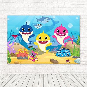 Painel Retangular Tecido Sublimado 3D Baby Shark WRT-4029