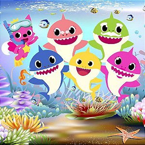 Painel Retangular Tecido Sublimado 3D Baby Shark WRT-1446