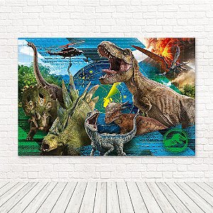 Painel Retangular Tecido Sublimado 3D Dinossauros WRT-4280