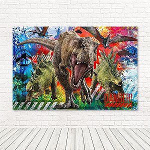 Painel Retangular Tecido Sublimado 3D Dinossauros WRT-4278