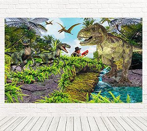 Painel Retangular Tecido Sublimado 3D Dinossauros WRT-3512