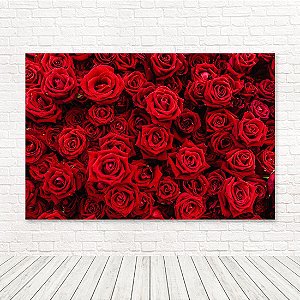 Painel Retangular Tecido Sublimado 3D Floral Rosas Vermelhas WRT-4169