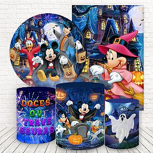 Kit 2 Painéis e Capas Tecido Sublimado Halloween Mickey WKPC-845