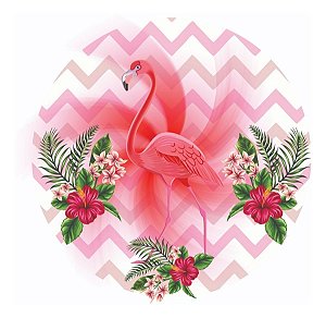 Painel Redondo Tecido Sublimado 3D Flamingo  WRD-5134