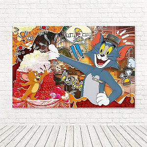 Painel Retangular Tecido Sublimado 3D Tom e Jerry WRT-4144