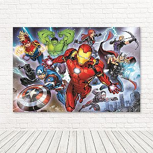 Painel Retangular Tecido Sublimado 3D Vingadores WRT-4633