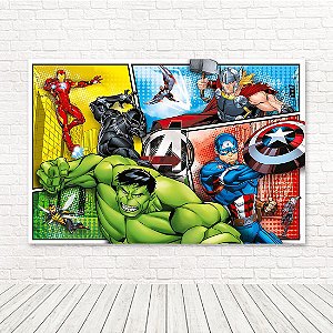 Painel Retangular Tecido Sublimado 3D Vingadores WRT-4288