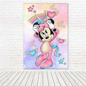 Painel Retangular Tecido Sublimado 3D Minnie Unicórnio 1,50x2,20 WRT-4988