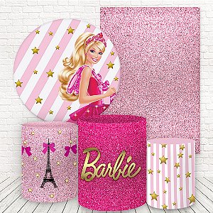 Kit 2 Painéis e Capas Tecido Sublimado 3D Barbie WKPC-666