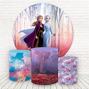 Painel Redondo e Capas Tecido Sublimado 3D Frozen WKPC-521