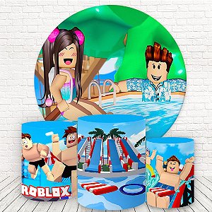 Painel Redondo e Capas Tecido Sublimado 3D Pool Party WKPC-623