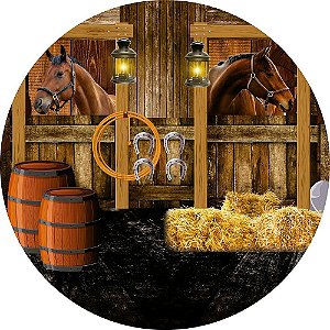 Painel Redondo Tecido Sublimado 3D Cavalo e Country WRD-5356