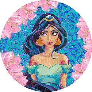 Painel Redondo Tecido Sublimado 3D Princesa Jasmine WRD-5471