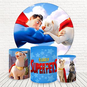 Painel Redondo e Capas Tecido Sublimado Super Pets WKPC-1377