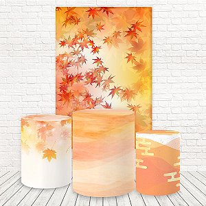 Painel Retangular e Capas Tecido Sublimado Floral Outono WKPC-1117