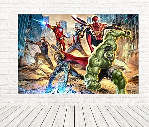 Painel Retangular Tecido Sublimado 3D Vingadores WRT-5449