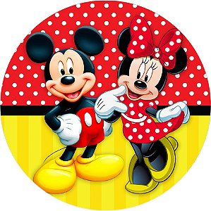 Painel Redondo Tecido Sublimado 3D Mickey e Minnie WRD-6066