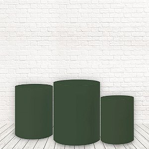 Trio de Capas Tecido Sublimado 3D Liso Verde Musgo WCC-717