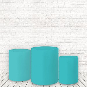 Trio de Capas Tecido Sublimado 3D Liso Azul Tiffany WCC-713