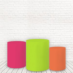 Trio de Capas Tecido Sublimado 3D Liso Rosa Verde Laranja Neon WCC-703