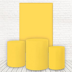 Painel Retangular e Capas Tecido Lisos Amarelo WKPC-1700