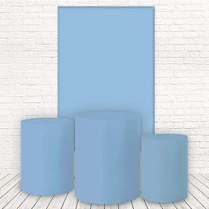 Painel Retangular e Capas Tecido Liso Azul BB WKPC-1730