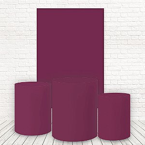 Painel Retangular e Capas Tecido Liso Marsala WKPC-1728