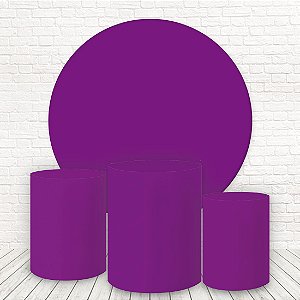 Painel Redondo e Capas Tecido Liso Roxo WKPC-1759