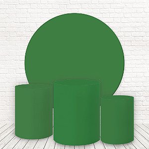Painel Redondo e Capas Tecido Liso Verde Bandeira WKPC-1741