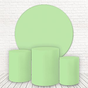 Painel Redondo e Capas Tecido Liso Verde BB WKPC-1723