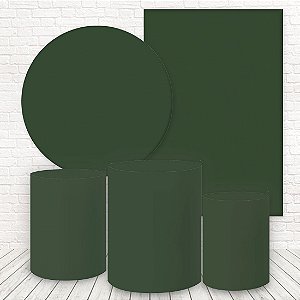 Kit 2 Painéis e Capas Tecido Liso Verde Musgo WKPC-1766