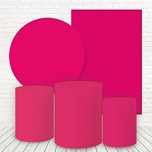 Kit 2 Painéis e Capas Tecido Liso Pink Neon WKPC-1763