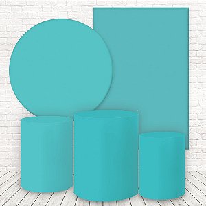 Kit 2 Painéis e Capas Tecido Liso Azul Tiffany WKPC-1751