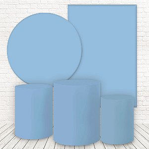 Kit 2 Painéis e Capas Tecido Liso Azul BB WKPC-1732