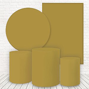 Kit 2 Painéis e Capas Tecido Liso Dourado WKPC-1707