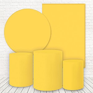 Kit 2 Painéis e Capas Tecido Lisos Amarelo WKPC-1698