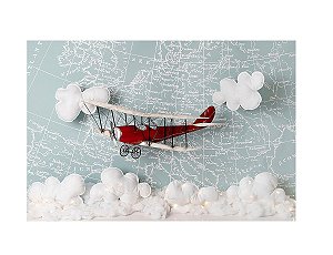 Fundo Fotográfico Newborn Pequeno 3D Mapa E Aviador 1,50 x 1,20 WFP-128
