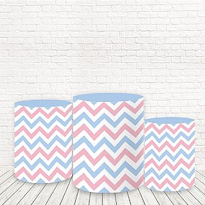 Trio de Capas Tecido Sublimado 3D Chevron Azul/Rosa WCC-789