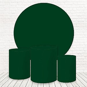 Painel Redondo e Capas Tecido Verde WKPC-10020