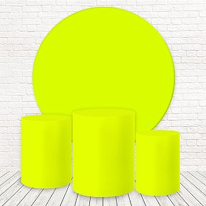 Painel Redondo e Capas Tecido Verde Neon WKPC-10001